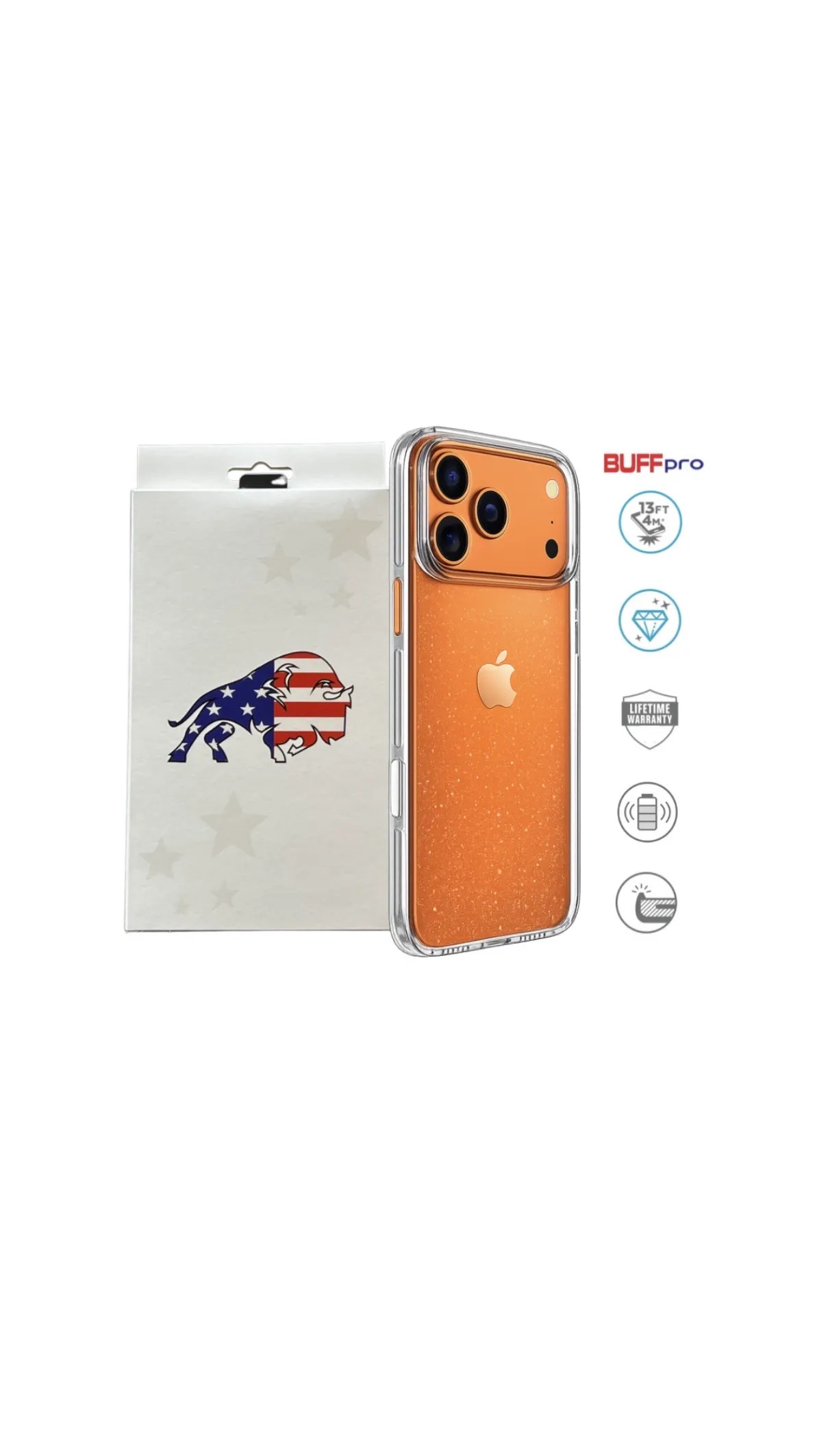 Capa BUFF Pro Crystal Glitter Shock Transparent